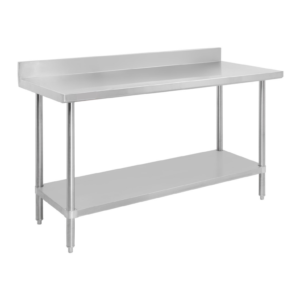 Wall Type Work Table with Back Splash and under Shelf